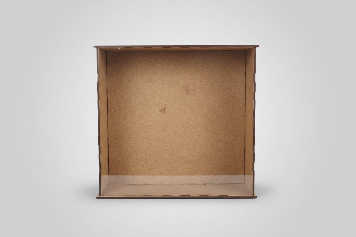 Alcancia 10x10 pulgadas de mdf sin personalizar vista frontal