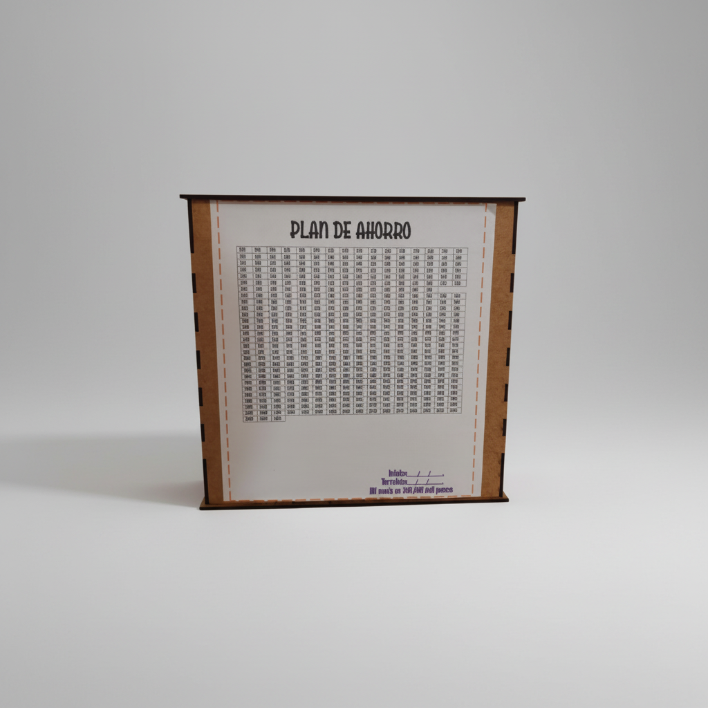 Alcancia 10x10 personalizada con plan de ahorro 
